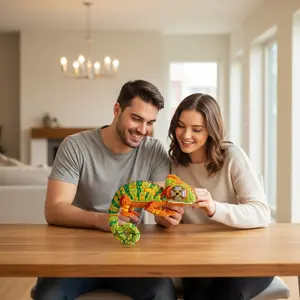 Wwjd Chameleon Lizard Building Blocks, New 2026 Educational Puzzle Toy, Wildlife 3D Model Decoration, Birthday Christmas Gift