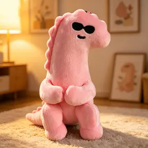 Cute and quirky pink and green dinosaur plush toy, quirky plush doll, cute plush doll suitable for young people