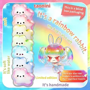 Taonini Rain Rabbit Squishy, Handmade Food Grade Silicone Cute Bunny Fidget Toy, Ultra Soft Slow Rebound Clay-Feel Squeeze Toy, Smooth Double-Sided Sensory Stress & Anxiety Relief, Viral ASMR Decompression Toy for Adults & Kids, Birthday Gift  Party Favor