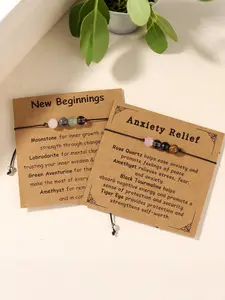 Natural Crystal Gemstone Beaded Bracelet, Bohemian Seaside Holiday Style Bracelet, Spiritual Jewelry to Cure Anxiety, Unisex Chakra Balance Gift, Healing Crystal Bracelet