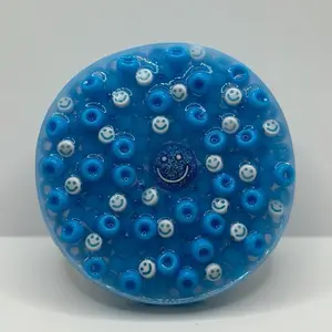 Blue Smiley Face silicone Picky Pad - Stress Anxiety & ADHD Relief Fidget Toy with Bright Blue Beads for Sensory Relief