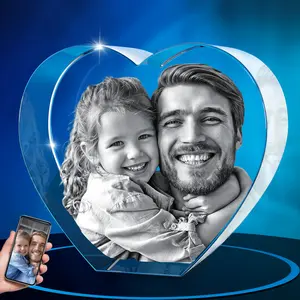 ArtPix 3D Crystal Photo, Personalized Fathers Day Gifts for Dad, Men, Him, Husband, Grandpa, Great Customized Gift With Your Own Photo for Mom, Wife, Women, Custom Glass 3D Laser Etched Picture Frame