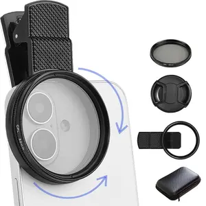 EOWULFROST 52mm Clip-On Cpl Cellphone Lens Filter Kit, Circular Polarizer with Agc Glass, Mobile Phone Accessory for iPhone and Smartphones