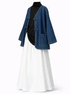 modest denim oversized cotton top