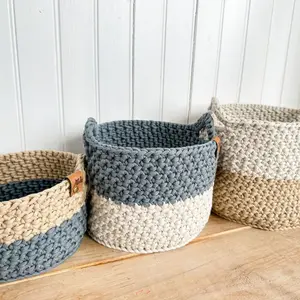 Crochet Pattern/Two-Toned Nesting Baskets Kitchen Organiser