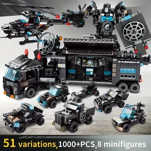 1000pcs Cool Police Special Forces Building Blocks Toy, Fun Imaginative Play Construction Theme Sets Assembly Puzzle for Boys, Halloween Christmas Birthday Gift