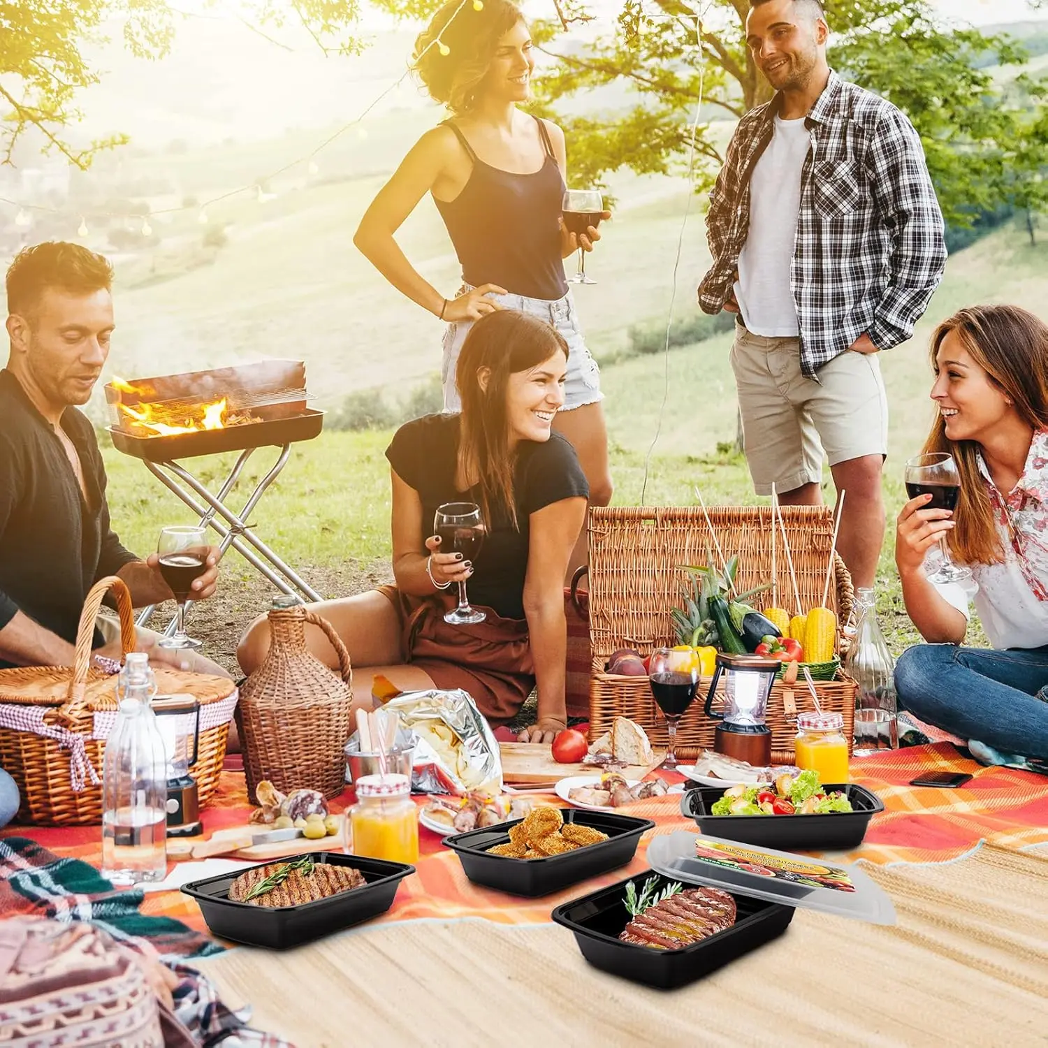 15 Pack- Meal Prep Containers 32oz, Plastic Food Prep Containers ...