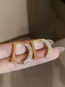 Elegant Letter D Shaped Stud Earrings, Fashion Jewelry for Party, Daily Clothing Decor, Trendy All-match & Exquisite Jewelry for Birthday Gift