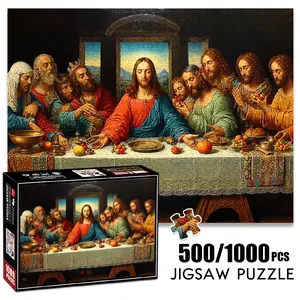 1pc 1000 piece adult puzzle 70x50cm The Last Supper Painting Artwork500 pieces paper jigsaw puzzle suitable for DIY creative games for adults and families, birthday and holiday stress relief gifts,
