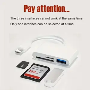 3-In-1 SD Card Reader Adapter for Android Phones Type-C to SD TF USB Converter, Multi-Functional OTG Adapter, USB c interface, Model Xinghao Hxy-044
