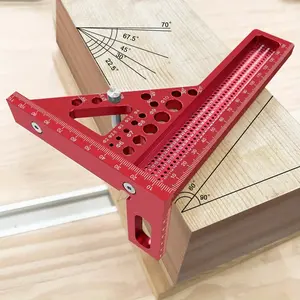 Extended 3D Multi-angle Measuring Ruler, Woodworking Square Protractor with Dowel Pin, Aluminum Alloy Lengthened Miter Triangler T-Ruler, Calipers, Layout Measuring Tool