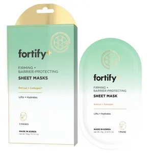 Fortify Skincare Retinol & Collagen Face Mask – 3-in-1: Detox, Treat, Boost – Hydrating, Firming, Anti-Aging – Dermatologist Tested Korean Skin Care – Clean Beauty Vegan Sheet Mask – 5 Sheets