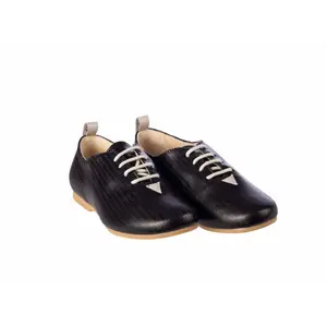 Manuela De Juan Black Textured Grey Lace Derby