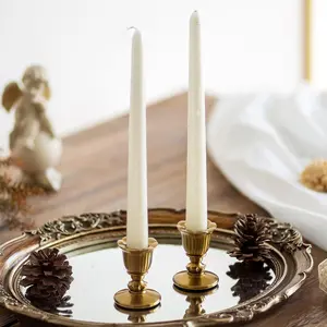 Vintage Brass Taper Gold Candle Holders Candlestick Victorian Style for Table Centerpiece Wedding Festive Christmas Mantel Decoration Home Decor Set of 2