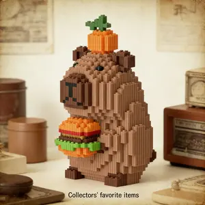 Burger King Capybara 3D Puzzle Building Blocks Decoration, Bookshelf Home Office Cabinet Decor, Party Living Room TV Stand Display