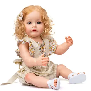 Suesue 22 Inch Reborn Baby Dolls Soft Vinyl Lifelike Toddler Dolls with Blonde Hair Washable Girls Toy Best Birthday for Kids Age 3+