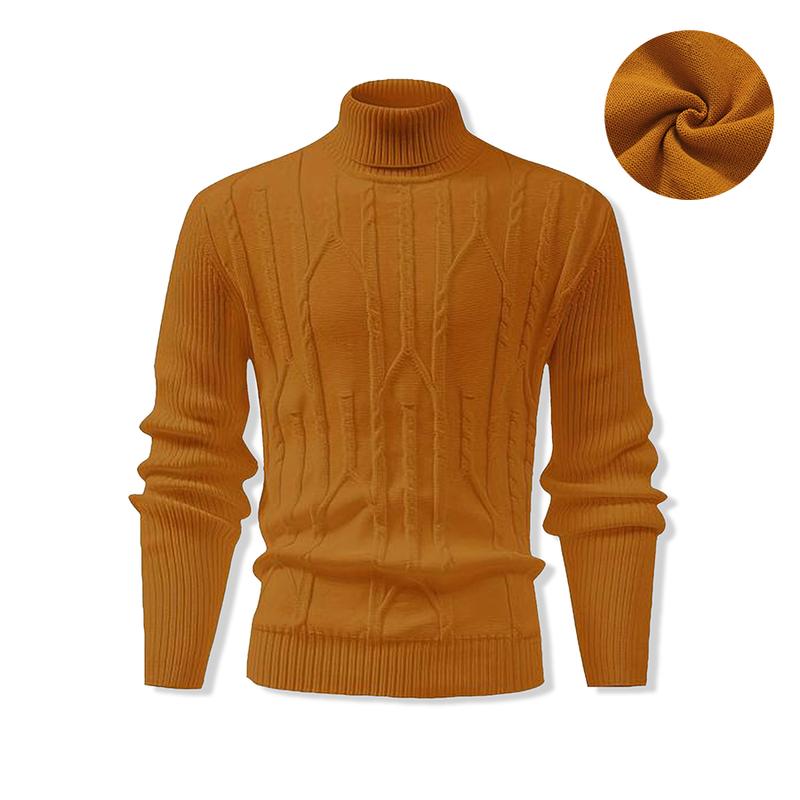 New Autumn/Winter Simple Elegant Versatile Thickened Thermal Lined Turtleneck Pullover Sweater For men,solid turtleneck sweater