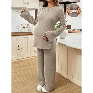 Clothes Long Sleeve Fall Clothes Maternity Two Pieces Set Knit Two Pieces Set Two Pieces Set Women Comfy