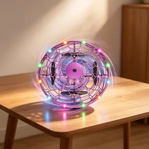 Kids Motion Sensor Flying Ball Drone, 360° Hands-Free Mini UFO Toy with LED Lights, Easy Indoor Flying Toy - Pink