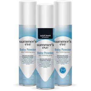 Summer's Eve Baby Powder Daily Gentle Feminine Spray 2 oz 3 Pack Talc-Free pH-Balanced for Sensitive Skin Neutralizes Odor & Gently Cleanses