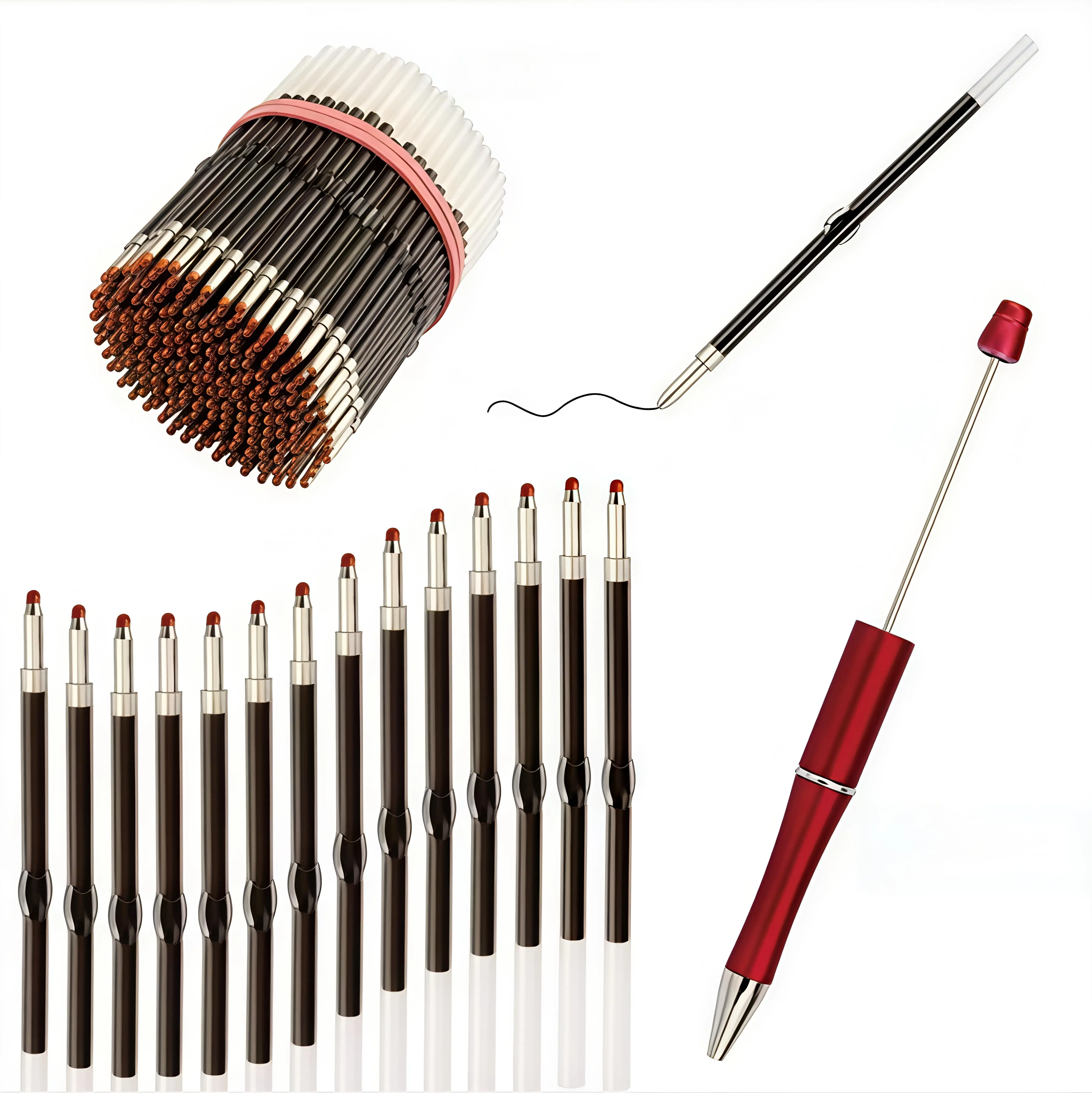 DIY 50pcs Ballpoint Pen Refills - 1mm Fine Point, Black, Waterproof, Quick-Dry, Smooth-Writing, Legible, Refillable Replacements for Office, School, Beading & Jewelry Making DIY Supplies (Toys & Hobbies)