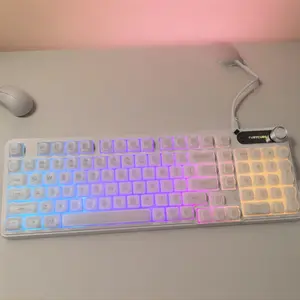 Foundation White Keyboard - Wireless Aesthetic Makeup-Inspired Keyboard for Women | Quiet Round Keycap, Knob Control, Waterproof Cute Desk Decor Keyboard