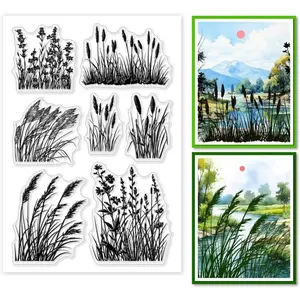 Grass Weed Clear Stamps for Card Making, Clear Silicone Transparent Craft Seal Plant Stamps for Scrapbooking Painting Crafting Album Journal Decor