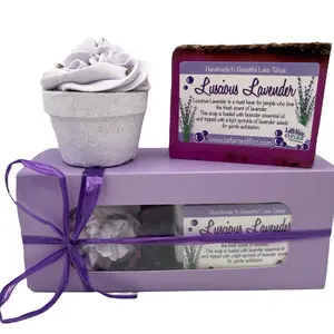 Luscious Lavender Fizzy Bath Cupcake paired with Luscious Lavender body soap