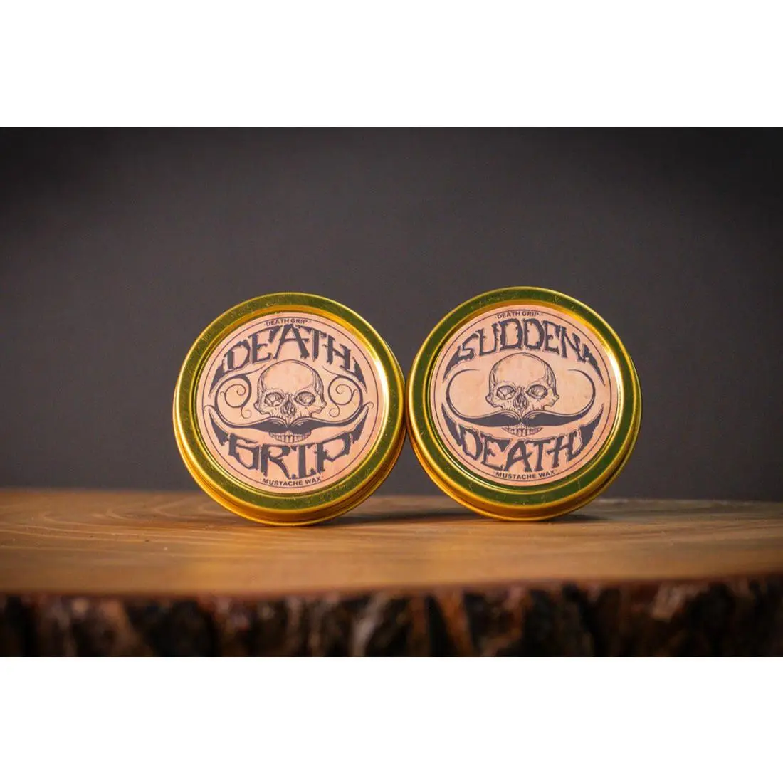 Mustache Wax Combo Kit Death Grip & Sudden Death I Extra Strong & Strong Hold Men's 2 - (1oz) Mustache Wax Tins I For Handlebar Moustache or Beard