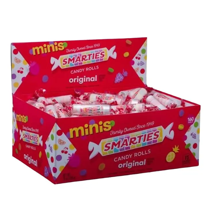 Smarties Mini Rolls Candy Mini Rolls, 160 Count, 28 Oz – Individually Wrapped Sweet & Tangy Fruit Flavored Candy Rolls, Gluten-Free Bulk Candy for Parties, Classrooms & Offices