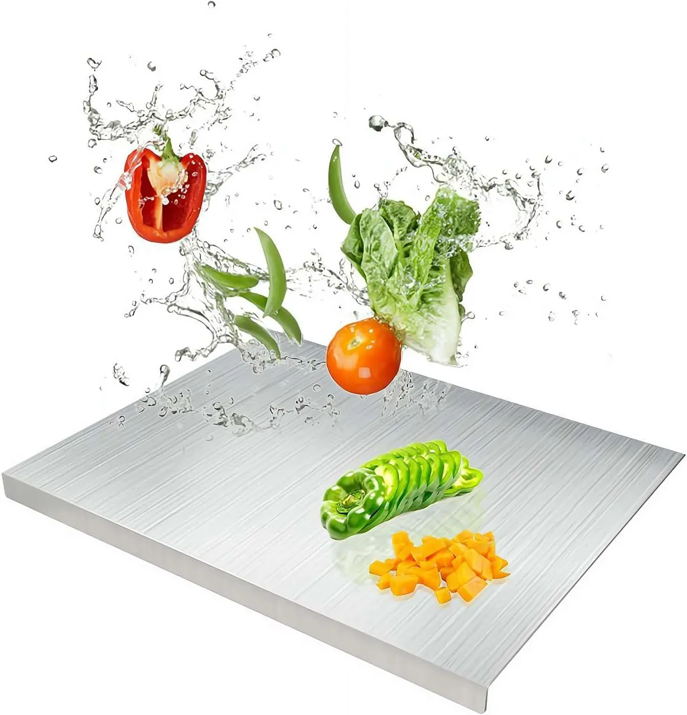 Stainless Steel Cutting Board - Food-Grade, Durable, Non-Toxic, Anti-Slip Grip Multipurpose Kitchen Chopping Board for Everyday Cooking Tasks