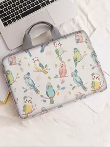 Parrot Pattern Notebook Bag, Soft Laptop Sleeve, Tablet Case, Zipper Storage Pouch, Casual Style, All Seasons, Random Print