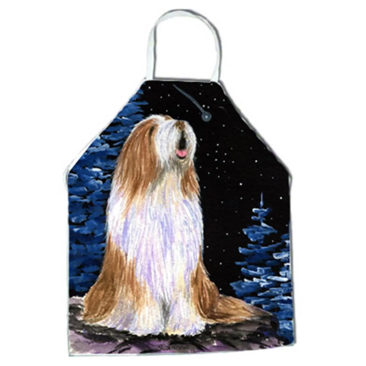 Bearded Collie Starry Night Bib-Style Cloth Apron, Lightweight Braided Art Apron, 27x31 in - Home Care Supplies for Cleaning & Art