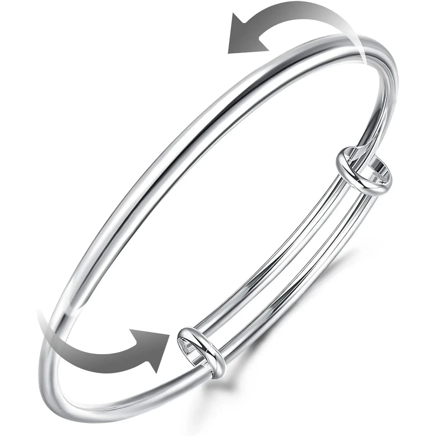 Jstyle Adjustable Fidget Beads Bracelet Silver Plated Spinner Bracelet Anxiety Bracelets Relievie Stress for Women Daily