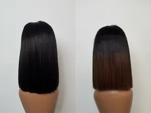 5X5 10-12 INCH Straight BOB WIG Natural Black colour and Ombre Brown colour 250% Density 100% RAW HAIR HD LACE HUMAN HAIR GLUELESS WIG