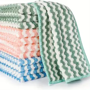 Bamboo Charcoal Fiber/Cotton Kitchen Towel, 12pcs/set Non-stick Oil & Odor Resistant Dish Rag, Highly Absorbent Dishcloth for Cleaning Dishes, Tea Towel, Thick Cleaning Cloth