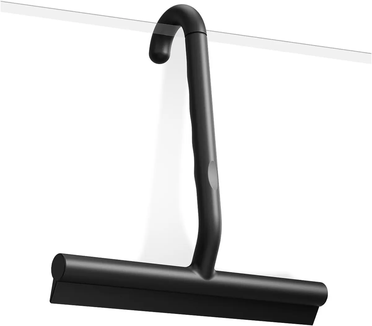 Silicone Shower Squeegee with Hook, Dual-Sided Scraper & Scrub Surface for Glass Doors, Classic Black