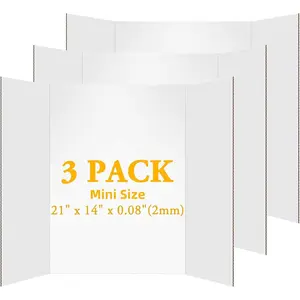 3 count Small Trifold Poster Board, 21 x 14 inches White Tri Fold Poster Boards Corrugated Presentation Board Science Fair Display Boards for School Fun Projects, Exhibitions and Business
