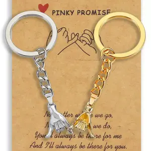 Engraved Matching Interlocking Keychains for Couples, Metallic Chain Friendship Pendant Keychains, 2-Piece Birthday Valentine’s Day Gifts for Boyfriend Girlfriend, Engraved Matching Keychains