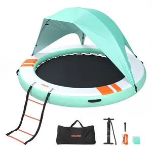 VEVOR Inflatable Floating Dock, 10FT Round Inflatable Dock Platform, Non-Slip Water Floating Dock Mat with Portable Carrying Bag & Detachable Ladder, Floating Platform Island Raft for Pool Beach Ocean