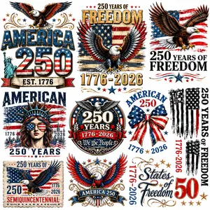America 250 2 Halftone DTF Heat Transfer Bundle | 1776-2026 Patriotic Independence Day Transfers | USA Eagle Flag Fourth of July Ready to Press | 22" x 60 "