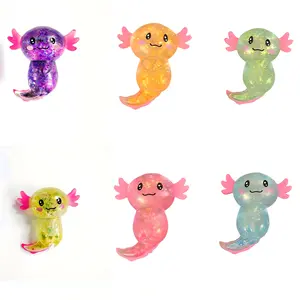 2026 New 6Pcs Axolotl Squishy Stress Relief Toy Glitter Fidget Toys Cute Malt Sugar Axolotl Toy Fidget Toys Adults Fidget Toy for Kids Youth Adult Party Favors Anxiety Relief Squishy Toys