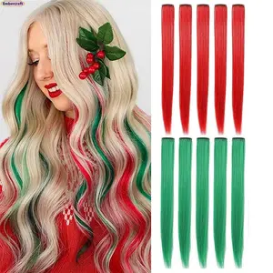 10PCS Colored Clip-In Hair Extensions for Women & Girls, Y2K Peekaboo Hair Streaks with Heat Resistant Synthetic Fiber, Cute Temporary Hair Color Accessories for Festivals, Concerts, Cosplay & Everyday Styling