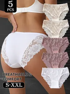 3/5 Pack Sexy Lace Low-Waist Hollow-Out Triangle Panties – Y2K Soft Girl Boho College Style Lingerie, Valentine’s & Holiday Gift, Fashion Breathable Underwear, Soft Breathable Knicker, Sheer Lace Panty