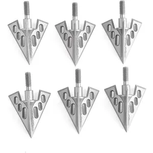 JianZD 6 Pack Hunting Broadhead 100 Grain 420 Stainless Steel Fixed Blade Broadhead Arrow Tips Archery Arrowhead for Crossbow and Compound Bow-S3
