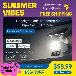 [Summervibes] TP-Link & Tapo C615F Kit Solar Dimmable Floodlight 360° Pan/Tilt Security Camera Kit,2K 3MP  360° AI Tracking  Outdoor Wireless w/Solar Panel  Free Person/Vehicle Detection  Hack-Proof Security | Alexa & Google Home