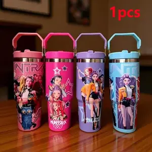 Kpop Tumblers 30oz Stainless Steel Insulated Cup, Vacuum Sealed Straw Holder, Portable Car Mug, Winter Summer Use, Includes Straw