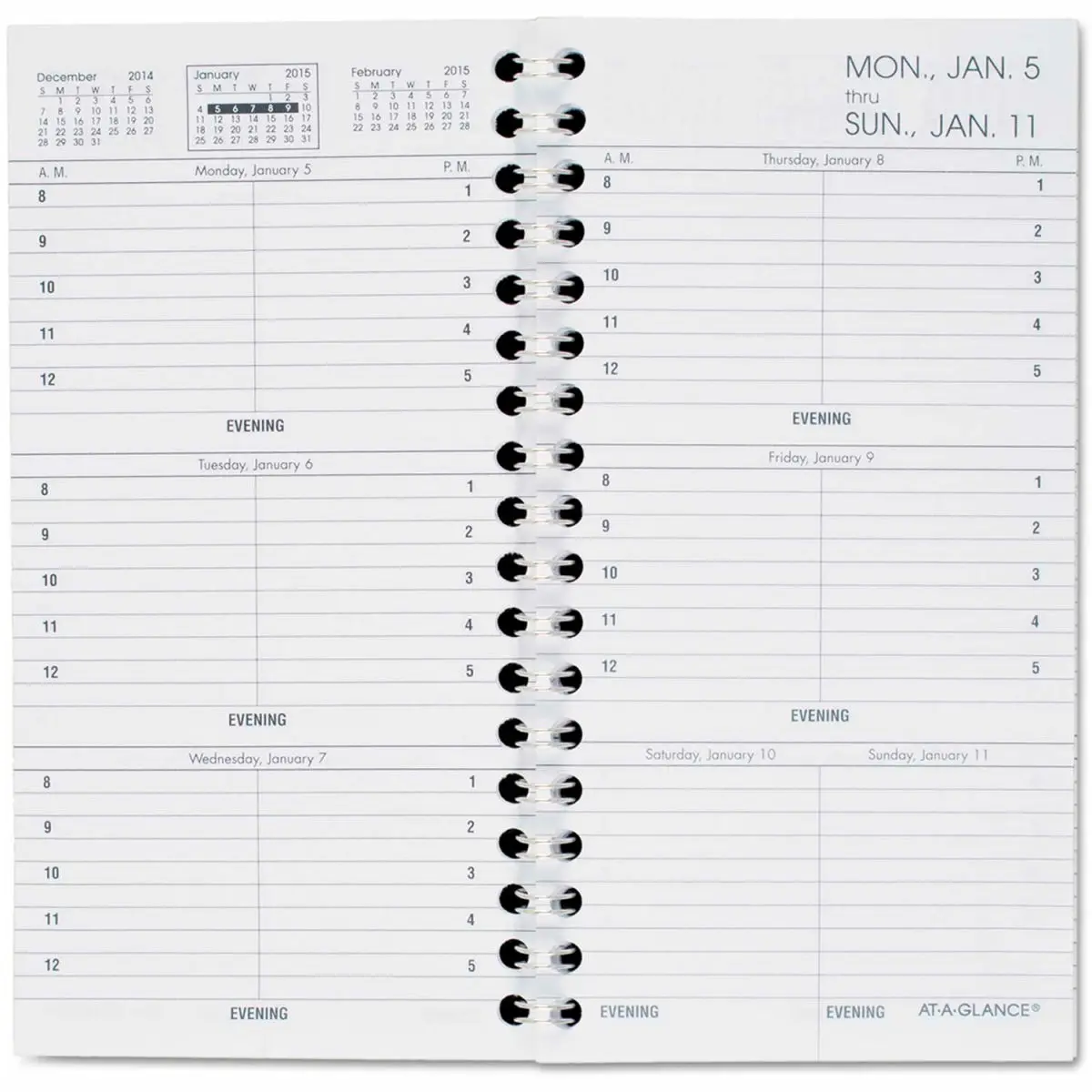 At-a-Glance Recycled Weekly Appointment Book Refill B1599705 (Weekly Planner, Office Stationery), 6.25 in H x 3.25 in W, Hourly Ruled, 1 Week per 2 Pages, Jan-Dec 2026 Dates, Recycled Paper, 3-Month Calendar Reference Blocks, On-the-Go Planning, White, Ja