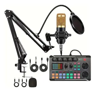 Podcast Equipment Bundle with Soundcard and Voice Changer, Sound Card Set, Audio Interface for Live Streaming and Vlogging, Perfect Recording Studio Package