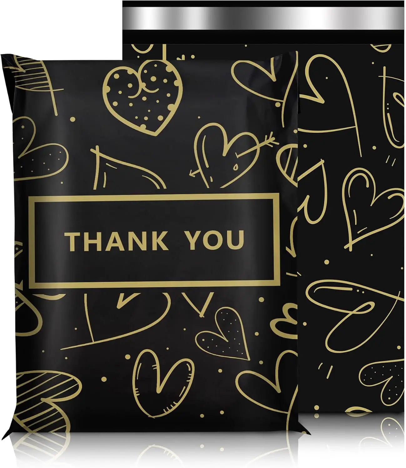 Heart-Printed Plastic Poly Mailers, 10x13 in 25 Pcs 2.4mil Durable Waterproof Mailing Envelopes with Strong Self-Sealing Adhesive for E-Commerce Shipping, Personal Storage
